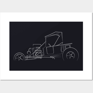 Ford T Bucket / Model T - profile Stencil, white Posters and Art